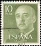 Spain 1955 General Franco 10 Ptas Verde claro Edifil 1163